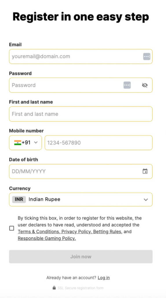 10CRIC sign up register india casino review