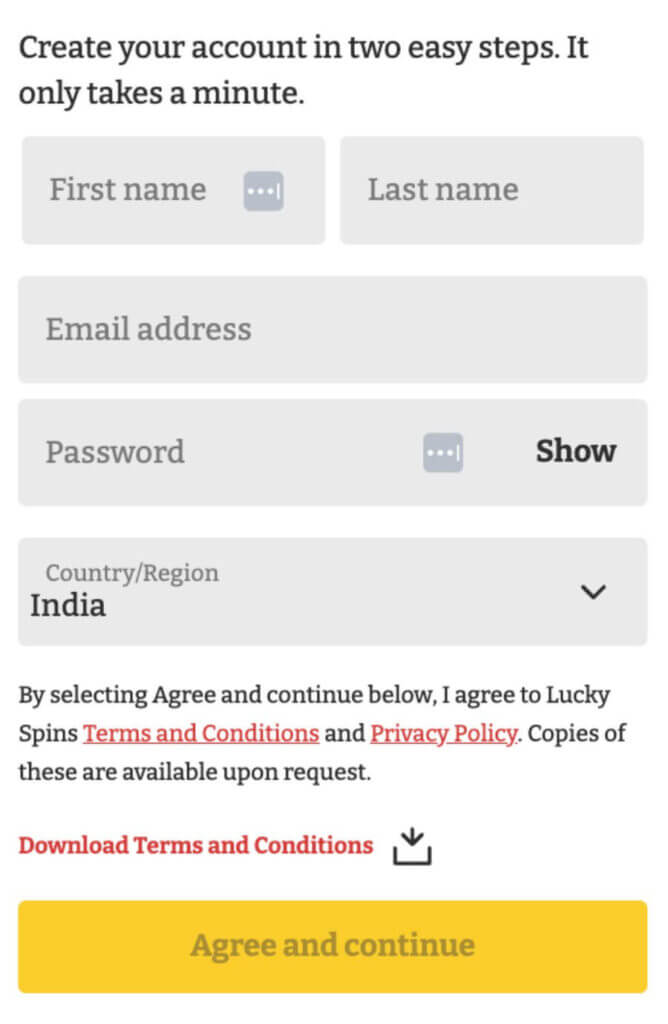 luckyspins register sign up india casino review