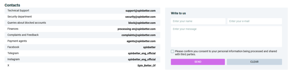 spinbetter customer support